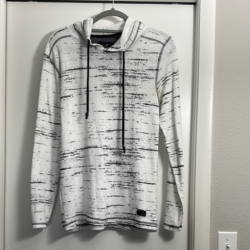 White and Black Striped Hoodie